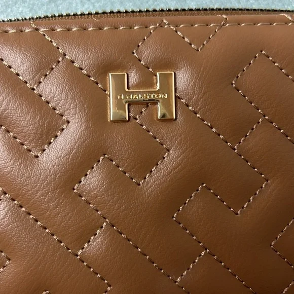Halston Monogrammed Wallet in Camel with Gold Hardware - Picture 7 of 7